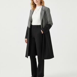 SPIEGEL Black & White Herringbone Dot Tweed Colorblock Long Line Jacket 10